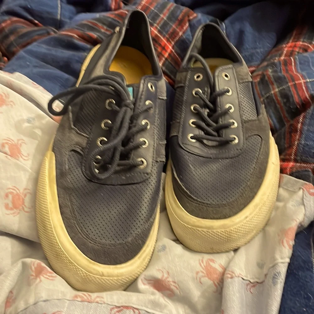 Sperry Navy and Cream Low-Top Boat Sneakers